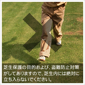 芝生保護のため、芝生の中に立ち入らないでください。